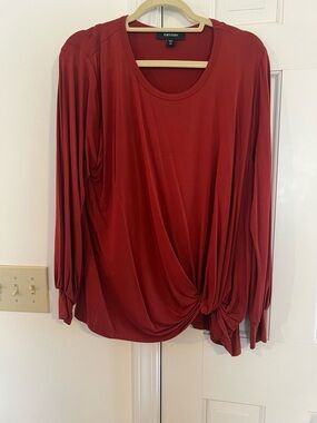 Karen Kane Rust Red Twist-Knot Long Sleeve Top EUC